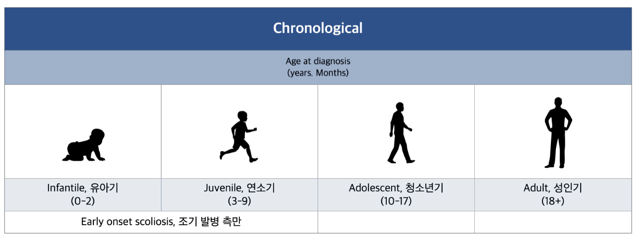특발성 측만증의 발병시기별 분류